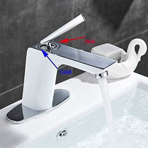 Kitchen Taps White Chrome Basin Faucet Cold and Hot Water Modern Brass Bathroom Sink Faucet Single Handle Hole Toilet Bath Mixer Water Tap