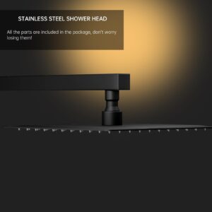 BESy Brass Shower Arm, Square 10 Inch Rainfall Shower Head with Handheld Spray Combo, Dual Showerhead Rain Set 2 Setting Hand Held Sprayer with Adjustable Slide Bar, With Shower Hose, Matte Black