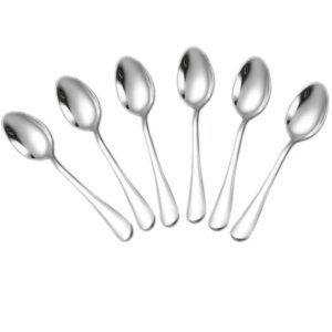 wesdxc56 demitasse espresso spoons, mini coffee spoon, 4 inches stainless steel small spoons for dessert, set of 6（silver)