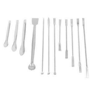 Bordstract 12Pcs Laboratory Spatula Set, Stainless Steel Laboratory Spoon Dual Ended Sampling Scoop Set Kit for Labs School Science Education