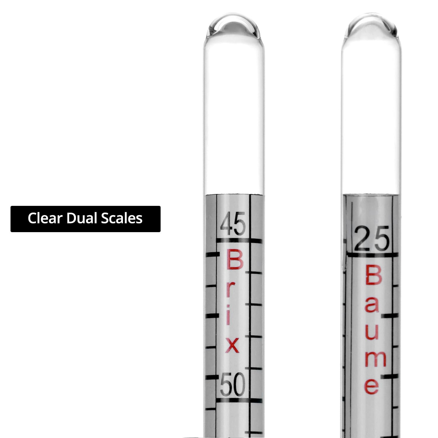 QWORK Dual Scale Maple Syrup Hydrometer with Durable Glass and Food Grade Alloy Ballast - 2 Sets 9-3/4" Easy-Read Instrument for Precise Maple and Cane Syrup Production, Includes Storage Container