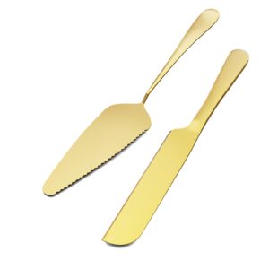 gwhole gold wedding cake cutting set, wedding cake cutter set, cake knife and server set for wedding pie spatula birthday cake anniversary christmas gift