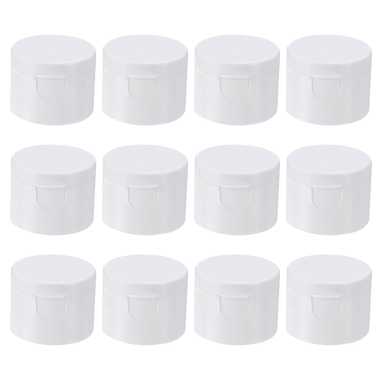 PATIKIL 28/410 Replacement Flip Caps, 12Pcs Inner Dia 1.1" Plastic Reusable Non-Spill Bottle Lid for Paint Dispensing Squeeze Shampoo Drinking Bottles, White