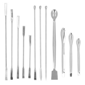 Bordstract 12Pcs Laboratory Spatula Set, Stainless Steel Laboratory Spoon Dual Ended Sampling Scoop Set Kit for Labs School Science Education