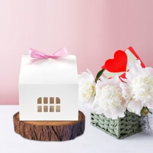 CODOHI 24PCS House Shaped Gift Boxes Paper House Boxes with Ribbons for Treats, House Gift Box Treat Boxes for Dessert, Fancy Cookie Boxes for Gift Giving