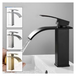 black basin faucet waterfall bathroom faucet stainless steel sink faucet hot and cold water sink faucet crane washbasin faucet (color : c, size : g1/2)