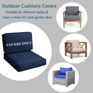 TECOSARA Patio Cushion Covers Replacement Outdoor Seat Cushions Cover for Patio Furniture, Deep Seat Bottom and Back Cushion Cover Set for Chair, Sofa and Couch, 2Packs, 28x28x6/28x13x6, Blue