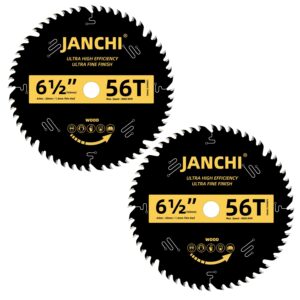 2pack 6.5-inch 56t track saw blade, ultra high efficiency, ultra fine finishing, 1.5mm thin-kerf, compatible with makita plunge saw, dewalt tracksaw, wen track saw