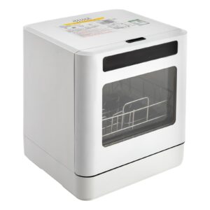 qlk-t08 800w portable countertop dishwasher, 110v 4 cleaning functions (white)