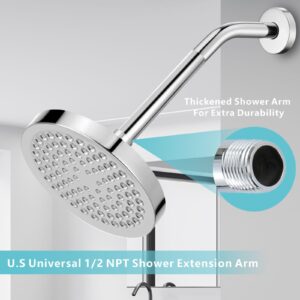 Nuodan Shower Head Extension Arm, Solid Stainless Steel Shower Pipe Extension, For Lowering or Extending Showerhead (6 Inch, Chrome)