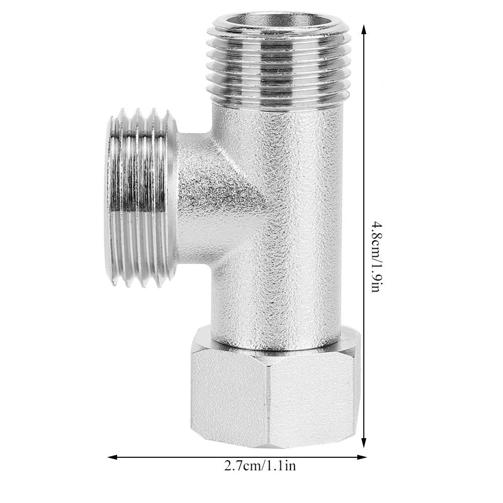 2pcs 3 Way Adapter Connector Standard Angle Tee Valve Toilet Diverter Valve Adapter Flushing Valve Bath Shower Arm Diverter For Angle Valve Hose, Bath Shower Arm, And Toilet Bidet Sprayer Faucet