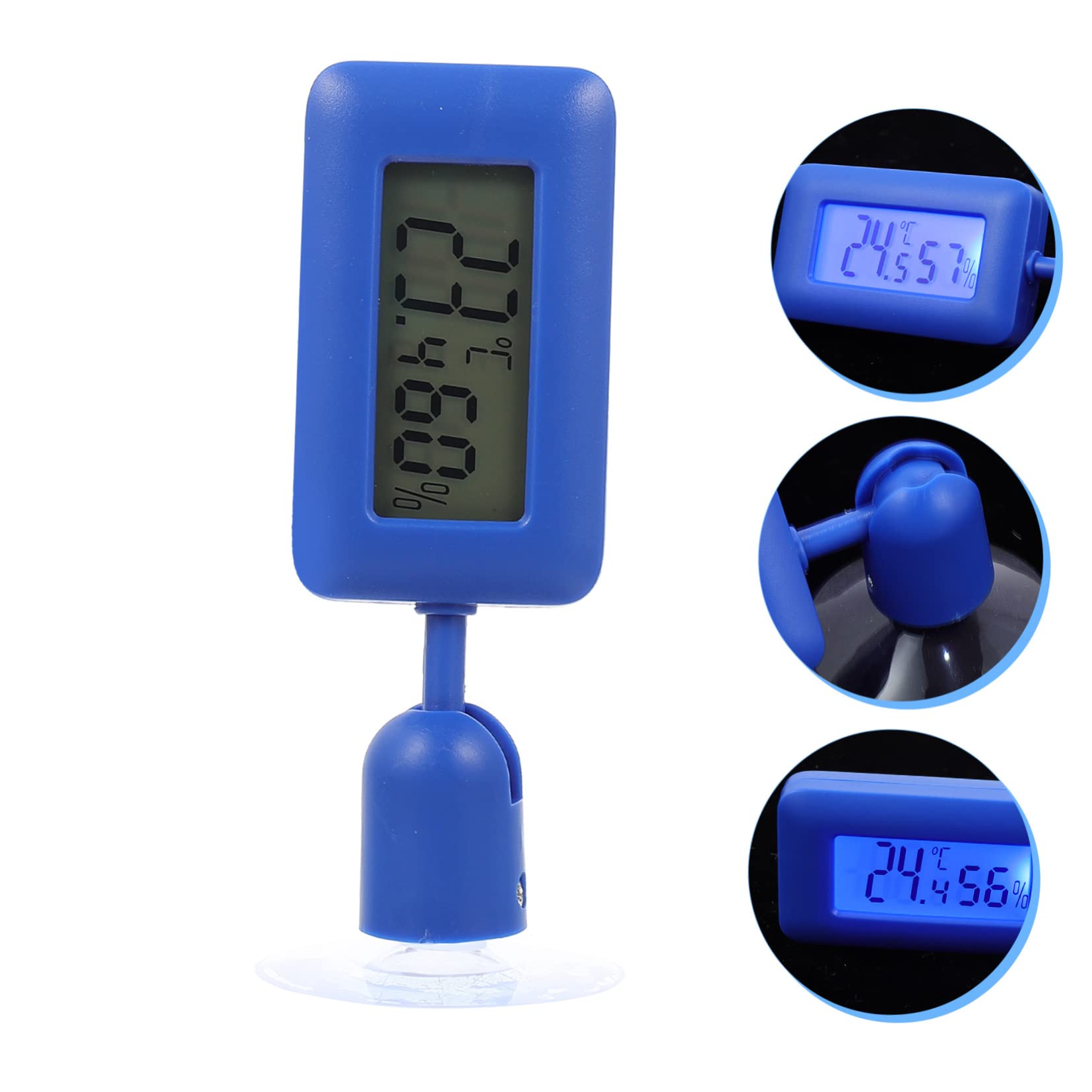 SUPVOX Reptile Hygrometer Glass Animals Digital Reptile Thermometer Blue Hair Wig for Dogs Glass Suction Cup Digital Thermometer Rotary Tank Thermometer Abs Electronic to Rotate Beard