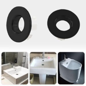 GVRGO Sink Overflow Ring, Brass Round Hole Bathroom Accessary, Kitchen Bathroom Sink Basin Trim Overflow Cover Rings Hole Insert - Black 6pcs