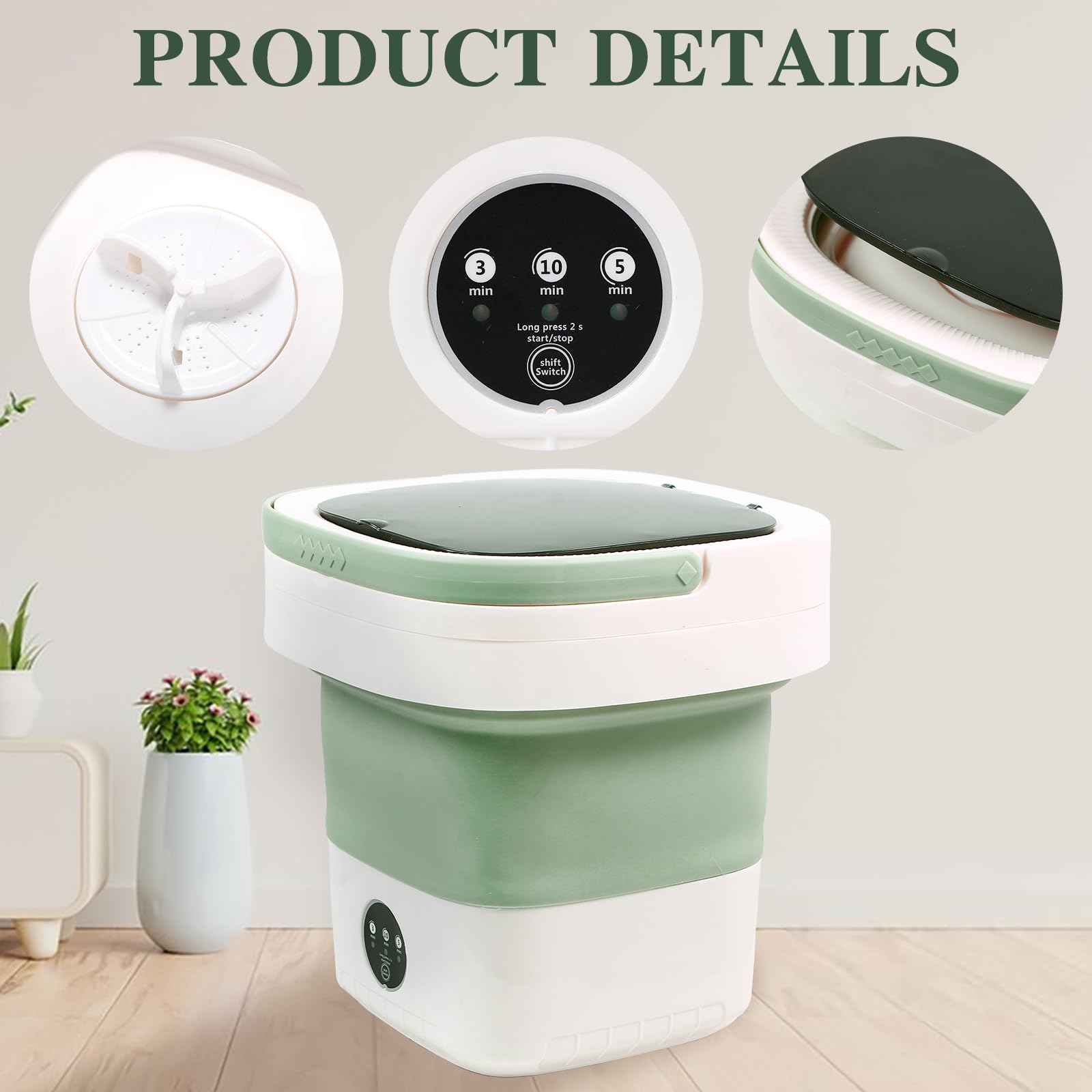 Mini Portable Washing Machine, High Capacity with 3 Modes Deep Cleaning, Foldable Washing Machine for Underwear or Small Items