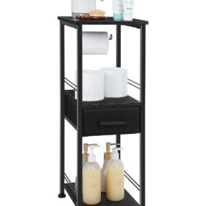 MOOACE Bathroom Storage Cabinet Free-Standing Bathroom Stand with Cloth Drawer Toilet Paper Storage Shelf 3 Tier Narrow Towel Organizer Cabinet for Small Space Bathroom Kitchen Laundry Room,Black