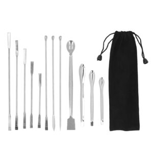 bordstract 12pcs laboratory spatula set, stainless steel laboratory spoon dual ended sampling scoop set kit for labs school science education