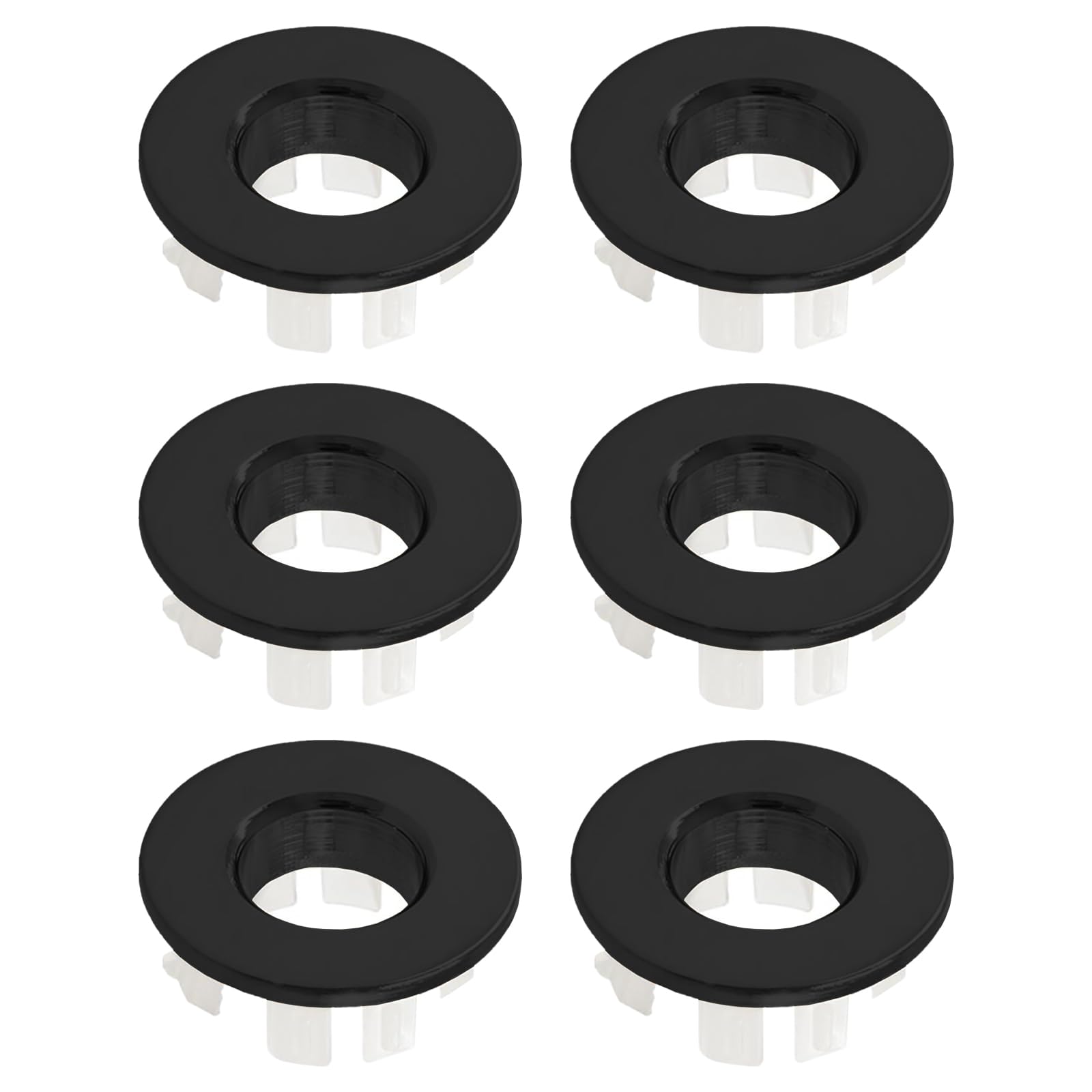 GVRGO Sink Overflow Ring, Brass Round Hole Bathroom Accessary, Kitchen Bathroom Sink Basin Trim Overflow Cover Rings Hole Insert - Black 6pcs