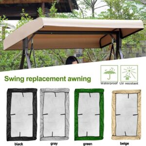 WZUOPG Outdoor Swing Canopy Replacement Cover 3 Seater 191x120x18cm/75x47x7'' Universal Patio Swing Cover,Waterproof Replacement Canopy Top Cover for Garden Swing Chair Patio Hammock, Beige