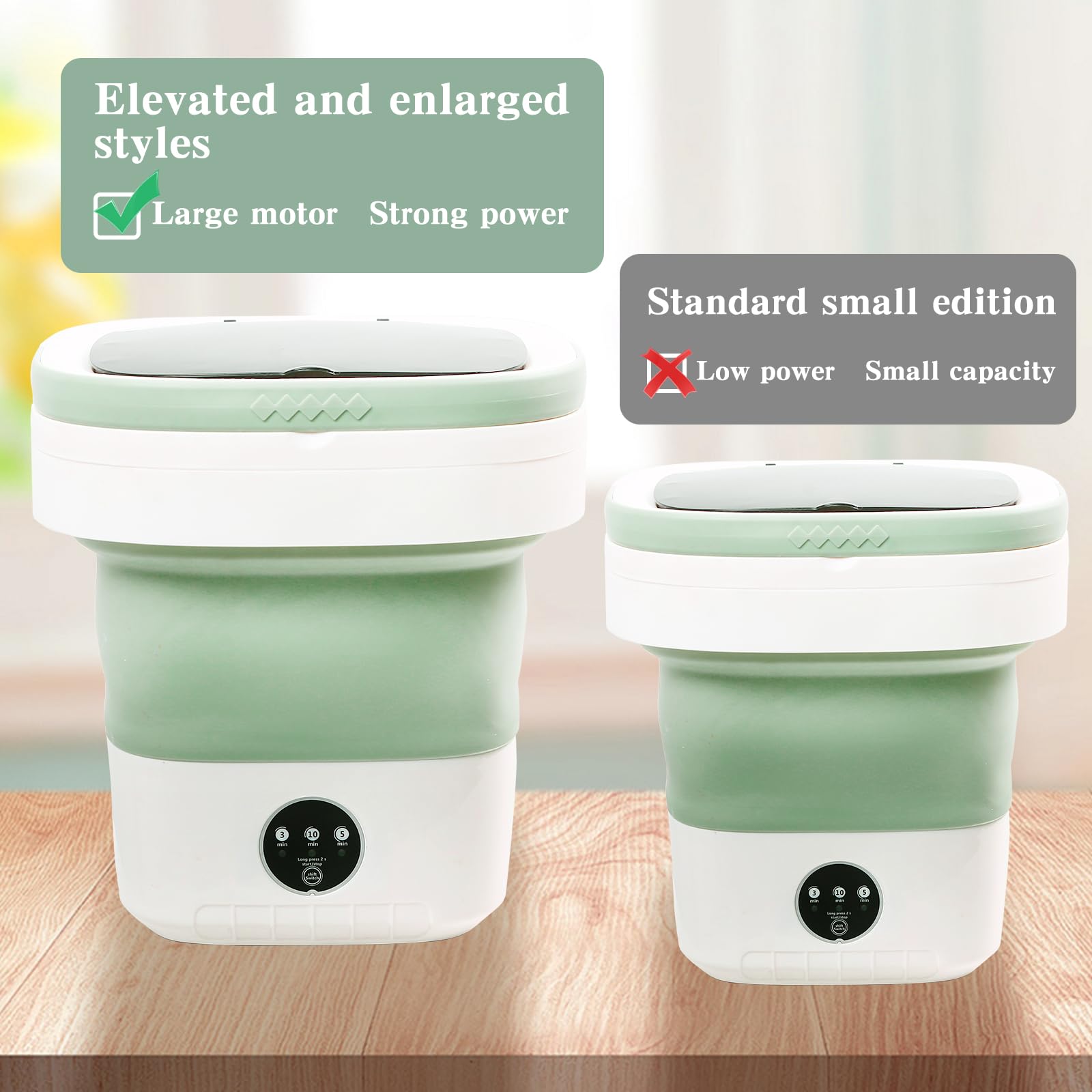 Mini Portable Washing Machine, High Capacity with 3 Modes Deep Cleaning, Foldable Washing Machine for Underwear or Small Items