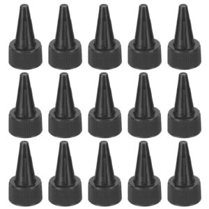 patikil 24/410 twist bottle caps, 15pcs plastic ribbed edge squeeze bottle replacement caps with foam gasket for paint lids glue dispensing bottles, black