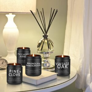 Scented Candles for Men - 4 Pack Scented Candles Gifts for Men, Dad, Boyfriend - 50 Hours Long Burning Soy Candles for Home Scented (Pine/Sandalwood/Patchouli/Oak)