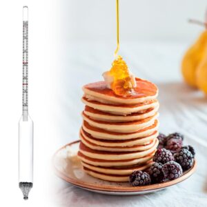 QWORK Dual Scale Maple Syrup Hydrometer with Durable Glass and Food Grade Alloy Ballast - 2 Sets 9-3/4" Easy-Read Instrument for Precise Maple and Cane Syrup Production, Includes Storage Container