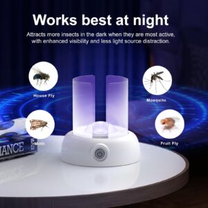 Indoor Outdoor Rechargeable USB Fruit Fly Trap with 360° Sticky Insect Capture - Portable Gnat Trap - Includes 8 Refills + 1 Starter Kit (Dutch White)