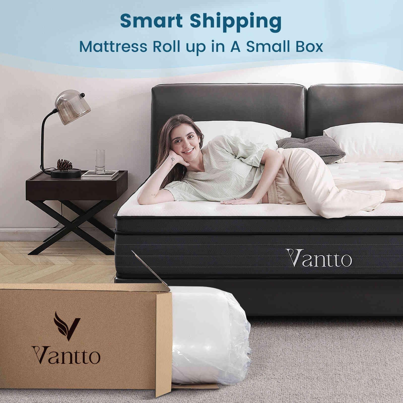 Vantto Queen Mattress, 10 Inch Memory Foam Hybrid Mattress, Individual Pocket Springs Mattress with Motion Isolation and Pressure Relief, CertiPUR-US, 100 Nights Trial