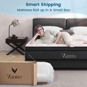 Vantto Queen Mattresses, 12 Inch Memory Foam Hybrid Mattress, Pocket Spring Mattress in a Box for Motion Isolation, Edge Support, Pressure Relief and Supportive, CertiPUR-US, 100 Nights Trial