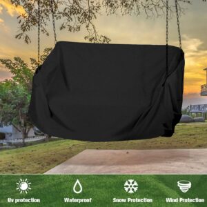 Outdoor Swing Cover Hanging Porch Swing Cover 61inch Waterproof 420D for Outdoor Furniture Patio Yard Hammock Swing Chair Cover Replacement Patio Furniture Cover 61x27.5X(35-27.5) Inch (Black)