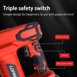 Cordless Nail Gun Battery Powered Brad Nailer, 2-in-1 Nail/Staple Gun, Electric Nail Gun,Brad Nailer Cordless, 2×2.0Ah Batteries,for Upholstery, Woodworking and Carpentry RED