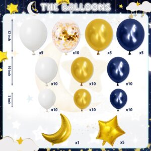 202pcs Twinkle Twinkle Little Star Baby Shower Decorations, Twinkle Twinkle Little Star Gender Reveal Decorations, Navy Blue White Gold Moon and Stars Baby Shower Decorations for Baby Gender Reveal