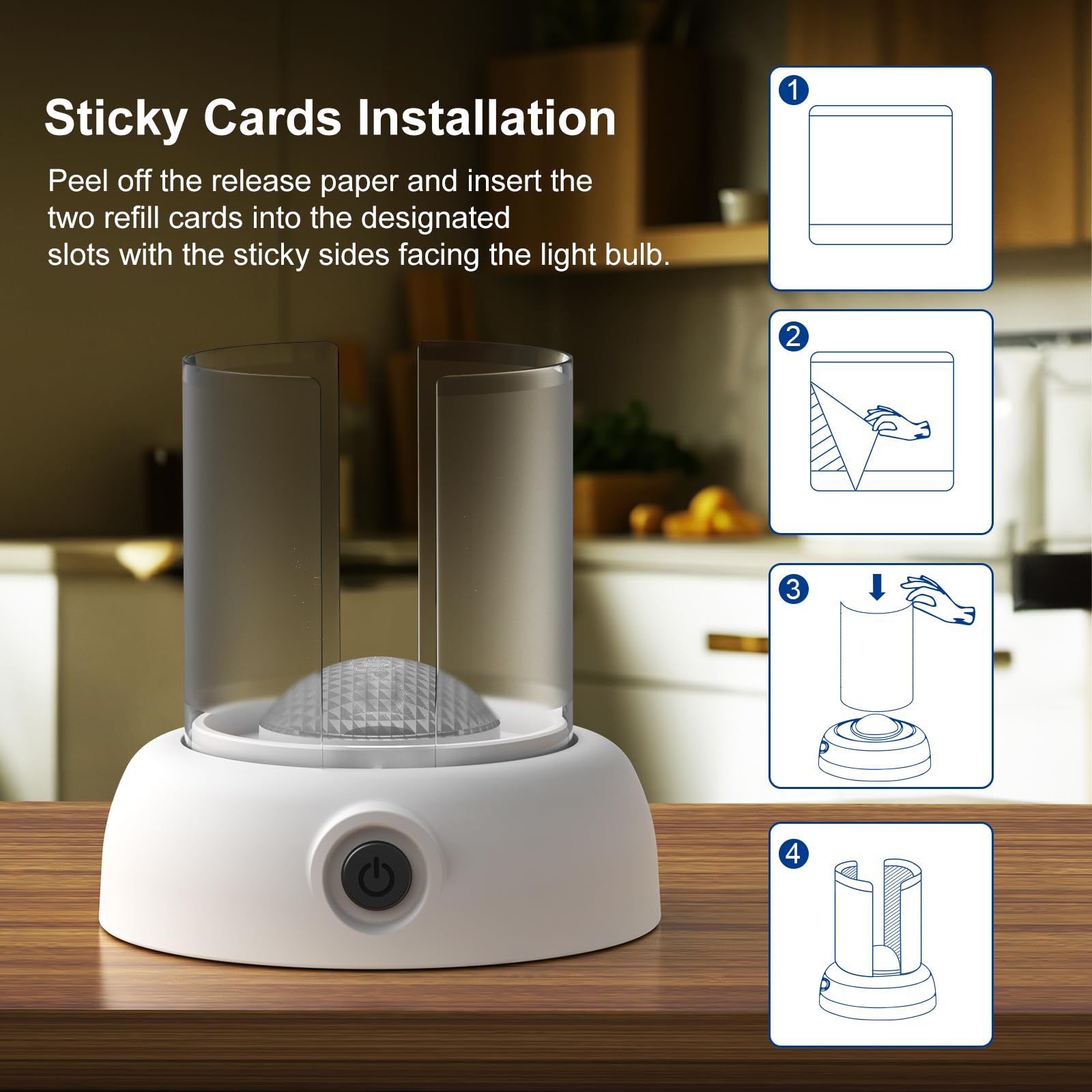 Indoor Outdoor Rechargeable USB Fruit Fly Trap with 360° Sticky Insect Capture - Portable Gnat Trap - Includes 8 Refills + 1 Starter Kit (Dutch White)