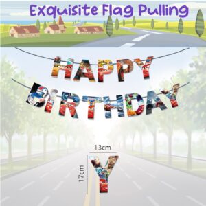 Lnkdeya Hot Cars Birthday Party Decoration - Race Cars Checked Birthday Balloon Garland Kit Cars Racing Backdrop Tablecloth