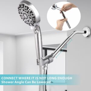 Nuodan Shower Head Extension Arm, Solid Stainless Steel Shower Pipe Extension, For Lowering or Extending Showerhead (6 Inch, Chrome)