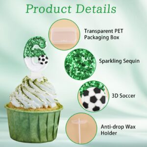 DAJISI 2.95 Inch Birthday Candle for Cake, Green Soccer Birthday Candles Number Candles for Birthday Cakes with 3D Soccor Large Sparkler Candles for Cake Topper Decoration (Number 7)