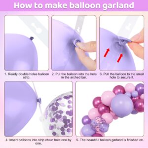 Amandir 153pcs Pink Purple Balloon Garland Arch Kit, Different Sizes 18 12 10 5 inch Pink Purple Red Latex Metallic Confetti Purple Balloons for Girl Women Birthday Bridal Baby Shower Party Decoration