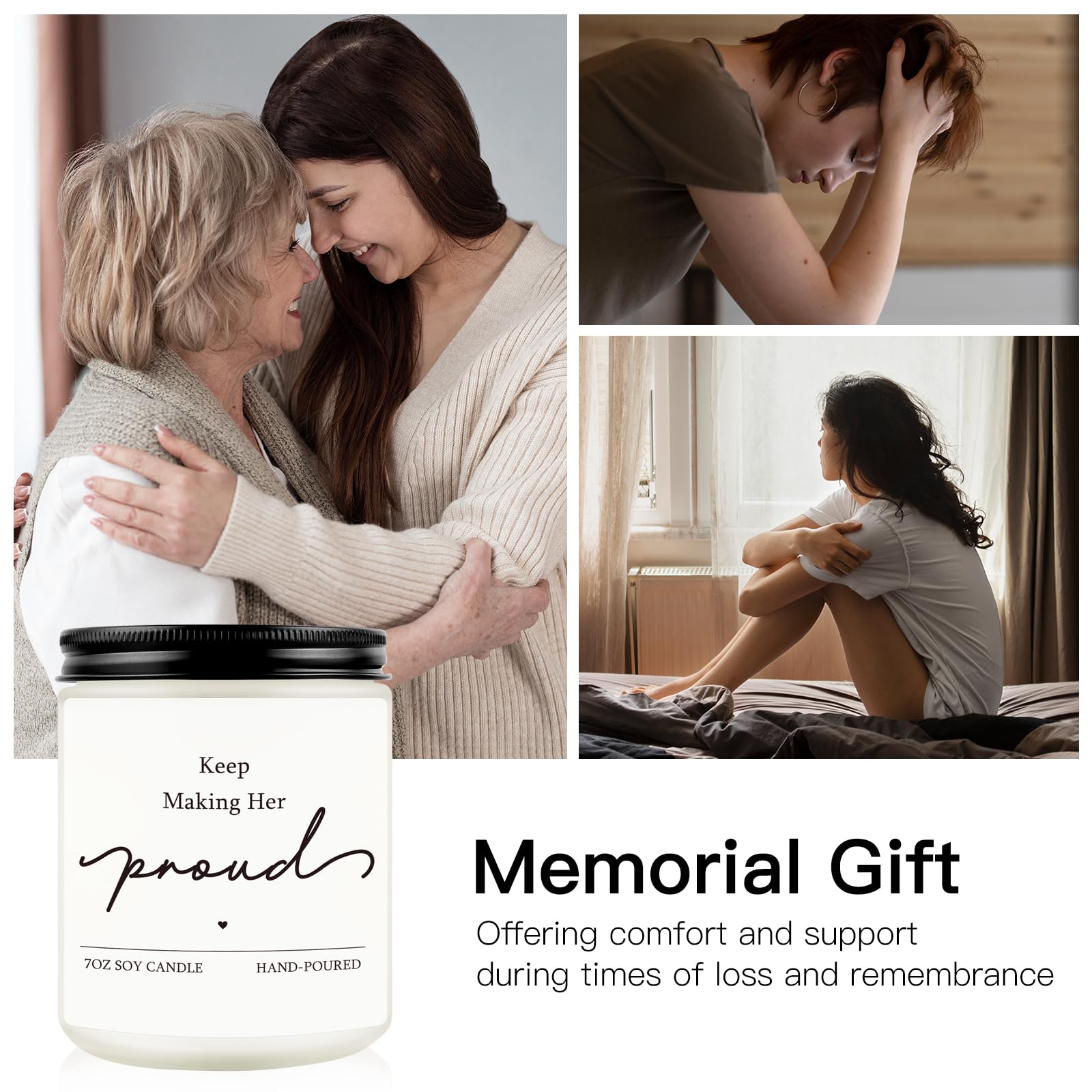 Sympathy Gifts, Keep Making Her Proud Christmas in Heaven Memorial Candle Gifts, Bereavement Gift for Loss of Loved One, Anniversary of Passing, Remembrance Gift for Loss of Mom, Grandma, Sister, Wife