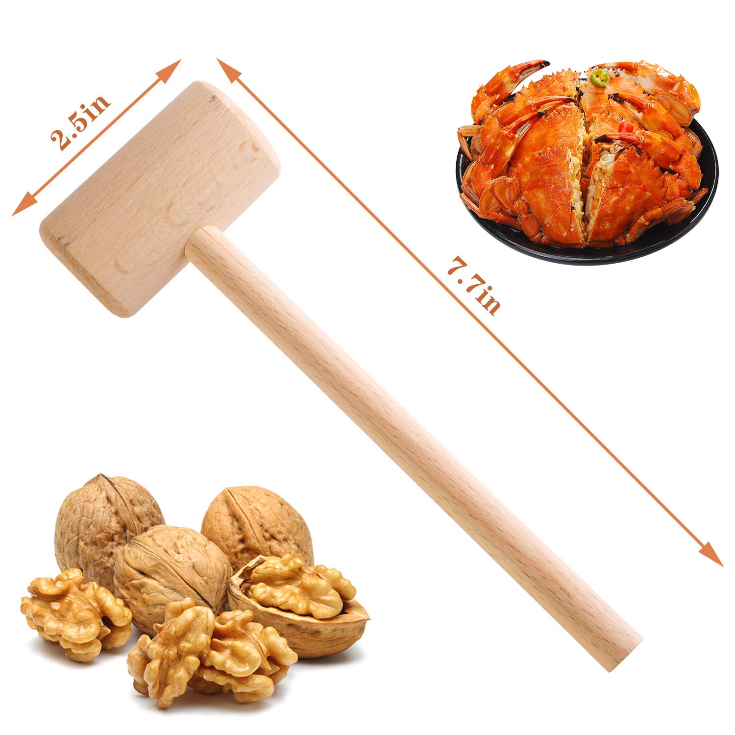 Wooden Crab Mallet for Chocolate, Mini Wooden Hammer Multi-Purpose for Kids Toys Crab Lobster Mallets, 3Pcs