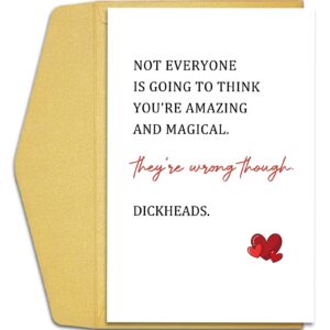 qiliji funny encouragement card for men women, support card for friend, affirmation card for sister brother, thank you card, not everyone think you're amazing and magical