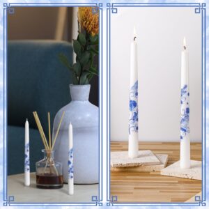 Conelist Chinoiserie Taper Candles Set of 4, 10 Inch Decorative Taper Candles Willow Decor Chinoiserie Room Table Decor for Home Bedroom Wedding Party (Blue and White)