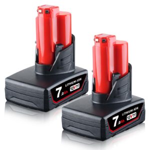 manufer 7.0ah m-12 12v 2pack replacement for milwaukee 12v lithium-ion compatible with 48-11-2420 48-11-2440 48-11-2402 48-11-2411 48-11-2410 12-volt cordless power tools