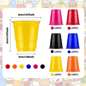 TOSPARTY 120Pcs 2oz Mini Disposable Plastic Cups Mini Multicolor Party Cups Small Plastic Cups Multicolor Party Cups for Tastings Sample Birthday Wedding Graduation Party Supplies