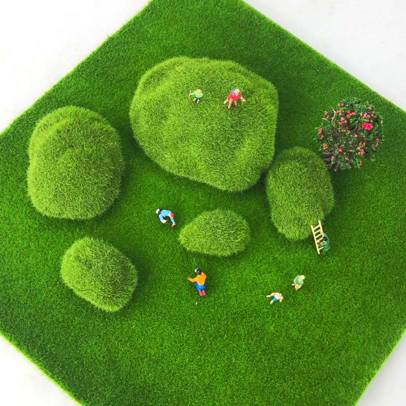 QuarenDen Fairy Garden Grass, 8Pcs, Model Grass Mat, 12×6Inch for Miniature Ornament Garden Grass Dollhouse DIY, Fairy Scenery Model Grass DIY