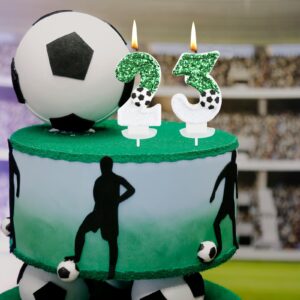 DAJISI 2.95 Inch Birthday Candle for Cake, Green Soccer Birthday Candles Number Candles for Birthday Cakes with 3D Soccor Large Sparkler Candles for Cake Topper Decoration (Number 7)