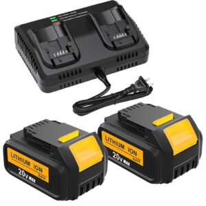 upgraded 2pack 8ah battery and charger combo for dewalt 20v max battery and dcb102 20v max battery charger for dewalt 20v lithium-ion battery replacement and dcb102 12v-20v battery charger combo