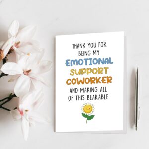 Qiliji Funny Coworker Greeting Card, Coworker Birthday Card, Birthday Card for Colleague, Coworker Thank You Card, Emotional Support Coworker Card