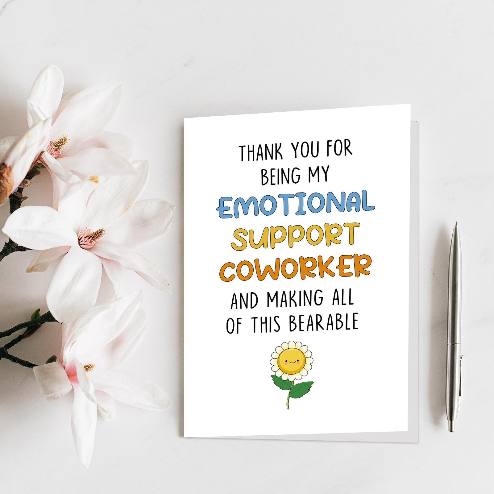 Qiliji Funny Coworker Greeting Card, Coworker Birthday Card, Birthday Card for Colleague, Coworker Thank You Card, Emotional Support Coworker Card