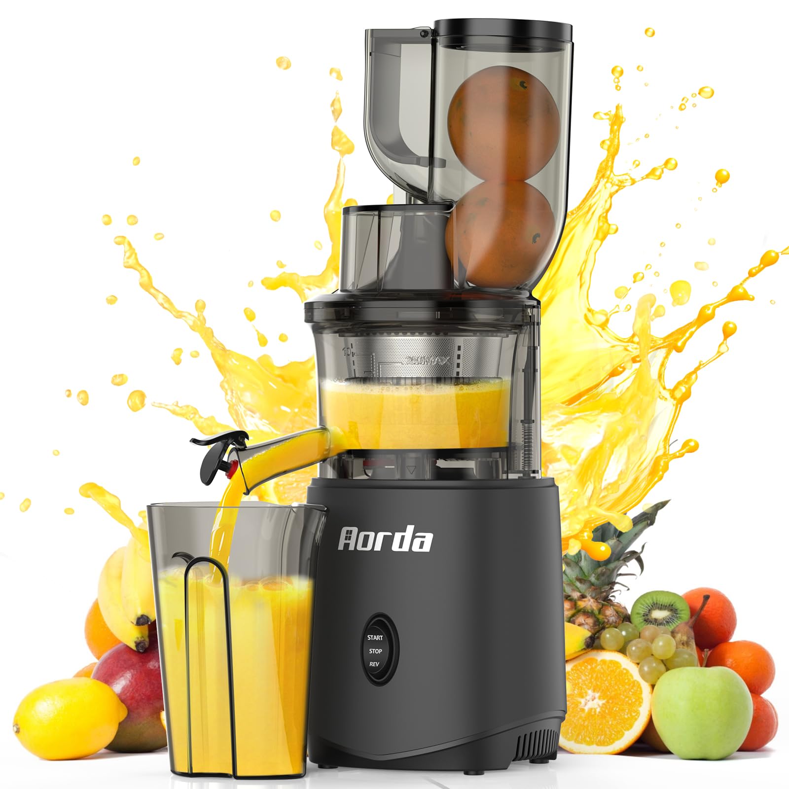 Cold Press Slow Masticating Juicer: Powerful Cold Pressed Juicer Machines Easy To Clean For Vegetable and Fruit, Grey