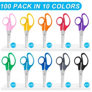 100 Pack Kids Scissors, 5 Inch Bulk Scissors for School, Blunt Tip Scissors for Child Student Teacher, Kids Safety Scissors for Preschool Classroom Office Home, School Supplies Craft Cutting Paper